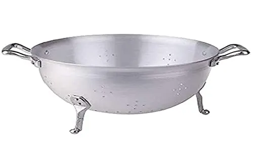 Pentole Agnelli Seiher mit 3 Füßen, aus BLTF-Aluminium, mit 2 Griffen aus Edelstahl, 24 cm, Silber