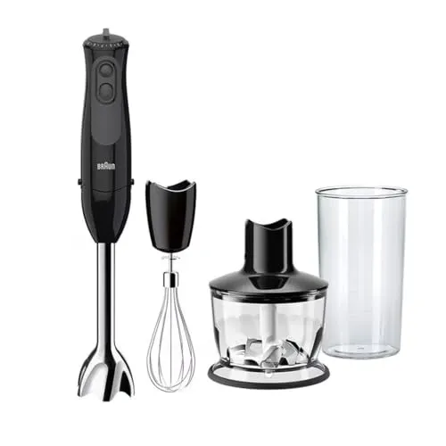 Braun MultiQuick 5 MQ 3135 BK Pürierstab 900 W Schwarz - Stabmixer mit 900 Watt, 11 Geschwindigkeitsstufen und SPLASHControl Technologie für spritzfreies Arbeiten. Inkl. Mixbecher und Zerkleinerer – ideal für schnelle Küchenarbeiten!