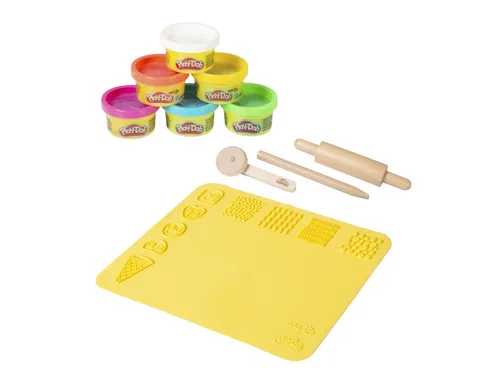 roba® Knete roba x Play-Doh - Nachhaltiges Starterset für kreative Kinder - Knete, pädagogisch wertvoll mit 6 Farben und FSC-zertifizierten Holzwerkzeugen, inkl. 3D-Kreativmatte für unendlichen Bastelspaß, ideal für Kinder ab 3 Jahren.