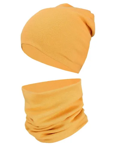 TupTam Beanie Kinder Beanie Mütze Schlauchschal Set aus Jersey und Rippstoff