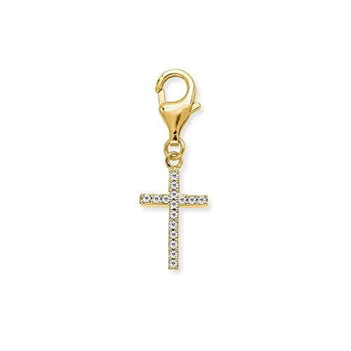 Engelsrufer Damen Charm Anhänger Kreuz vergoldet - Clasp Charms für Damen, funkelnde Zirkonia Steine und nickelfrei, ideal für persönliche Schmuckstücke und Allergiker.