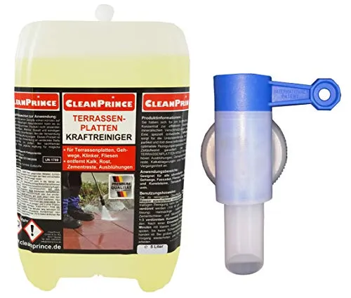 Liter CleanPrince Terrassenplatten Kraftreiniger | mit einem Ausgießer pro Bestellung | Außenbereich Steine Ausblühungen Zementreste Plattenreiniger Reiniger Terrassenplatten, Gehwege 5
