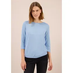 T-Shirt CECIL, Damen, Gr. L (42), blau (light sky blau), Stoff, 52% Polyester, 28% Viskose, 15% metallisierte Fasern, 5% Elasthan, unifarben, normal normal, U-Boot-Ausschnitt, abgesteppt, Shirts T-Shirt, mit Glitzer-Details