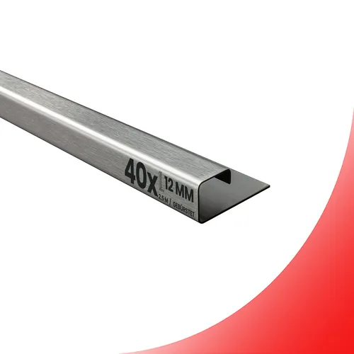 40x Quadrat Edelstahlschiene Fliesenprofil 250cm gebürstet - Vielseitige Fliesenschiene aus massivem Edelstahl, ideal für moderne Anwendungen. Mit 40 Stück pro Packung und einer Länge von 250cm sind sie perfekt für exakte Abschlüsse.