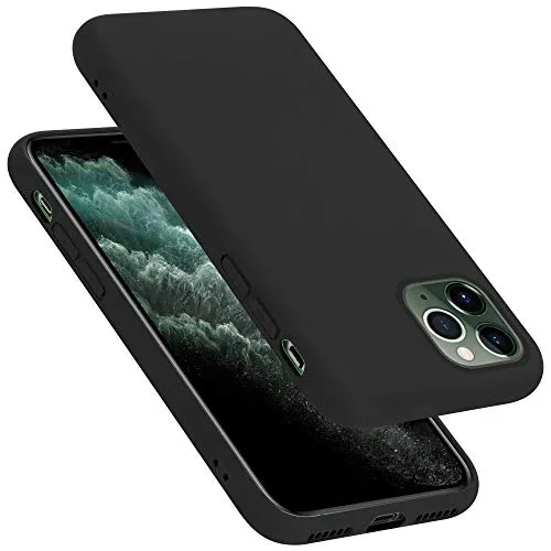 Cadorabo Hülle kompatibel mit Apple iPhone 11 PRO MAX Hülle Silikon Handyhülle für iPhone 11 PRO MAX Case aus flüssigem Silikon- Kratzfeste und stoßfeste dünne TPU Schutzhülle - Liquid SCHWARZ