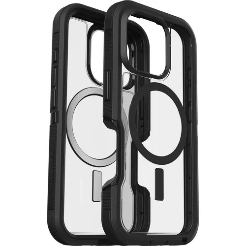 OtterBox Defender Series XT MagSafe Hülle für iPhone 16 Pro - stoßfest, ultra-robust mit 7X Militärstandard Schutz, transparent schwarz und umweltfreundlich