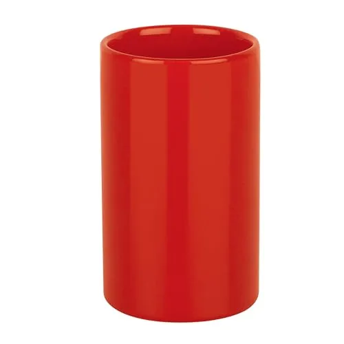 Spirella Zahnputzbecher Zahnbürstenhalter Keramik Tube 7x11,5 cm Rot, Red, 1 Stück (1er Pack)