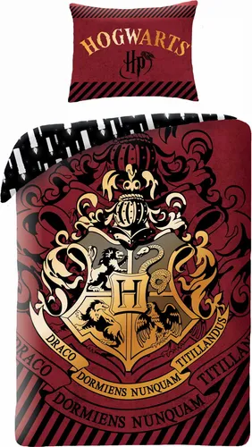 Harry Potter Wende Bettwäsche Hogwarts 140x200cm - Bettwäsche-Set für Fans von Harry Potter, 2-teilig mit Kissenbezug, aus hochwertiger Baumwolle, ideal für das ganze Jahr und pflegeleicht bei 40°C.