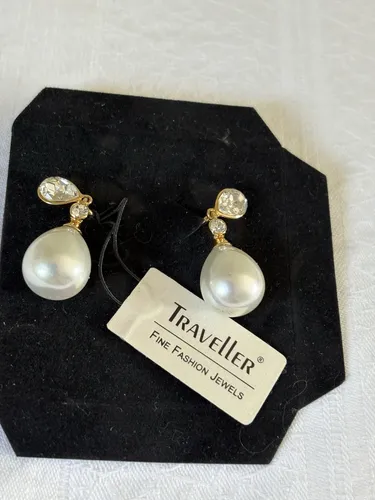 Traveller Ohrclip- Tropfen-Perle , Neu ohne OVP