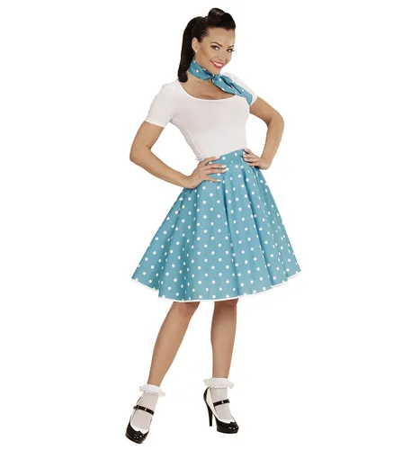 türkis weiß gepunkteter 50er Jahre Polkarock Rock Halstuch Rock'n'Roll Kostüm