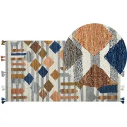Beliani Kelim-Teppich, Mehrfarbig, Textil, Grafikmuster, Rechteckig, 80x150 cm, Teppiche & Böden, Teppiche, Webteppiche