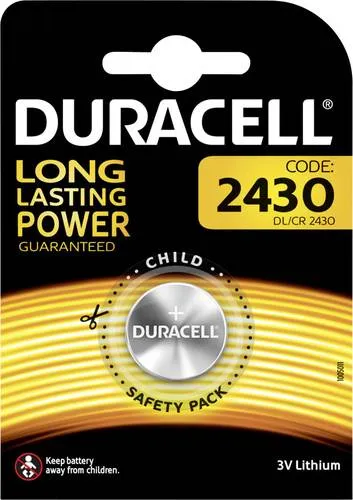 DURACELL Lithium Knopfzelle 2430 - 3V, 256mAh, zuverlässige Energiequelle für Ihre Elektronikgeräte im 1er Blister
