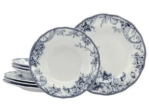 CreaTable, 24768, Serie Adelaide Blau, 8-teiliges Geschirrset für 4 Personen, Tafelservice aus Porzellan, spülmaschinen- und mikrowellengeeignet, Qualitätsproduktion