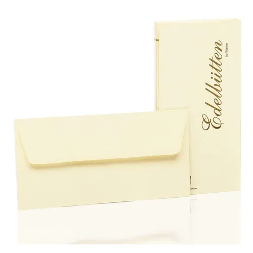 Rössler Briefumschläge DIN Lang, gehämmert, 20 Stück, ivory