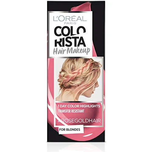Produktbild L'Oréal Paris Colorista Hair Makeup Temporäre Färbung 1 Tag für Strähnen und Spitzen, Farbe für Blond, Meches Rosa Gold, 30 ml