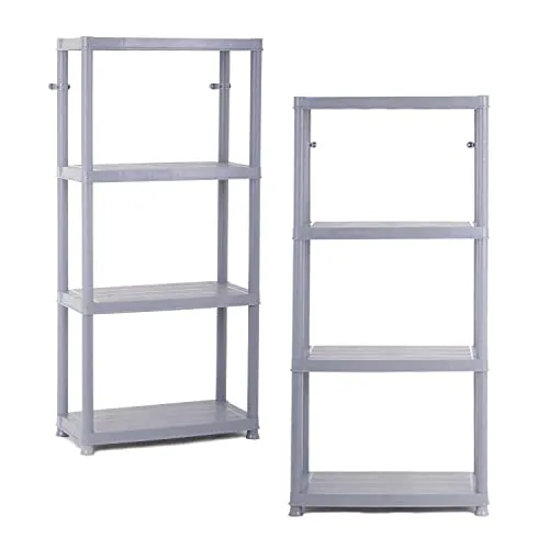 Kreher® Kunststoffregal 60 x 30 x 130 cm, 4 Böden, Grau, 2er Set - Optimale Ordnung für jeden Raum mit unserem flexiblen Kunststoffregal. Leichter Aufbau ohne Werkzeuge und bis zu 100 kg Traglast. Ideal für Küche, Büro und mehr – praktisch und langlebig!