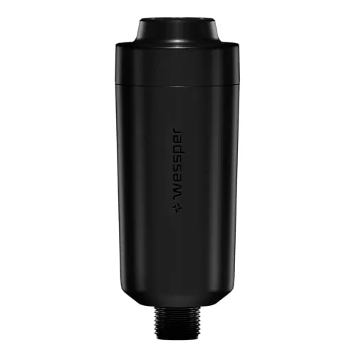 Wessper AWF-SWR-P-ANM-W FITaqua, 1/2 Gewinde, Duschfilter gegen Kalk und Chlor. Reduziert Haarausfall und Hauterretation, Wellness, Markenfilter, Kalkfilter für Dusche & Badewanne, Schwarz