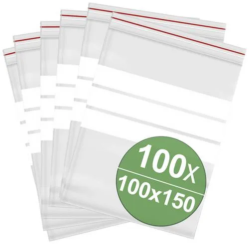 Druckverschlussbeutel mit Beschriftungsstreifen (B x H) 100mm x 150mm Transparent Polyethylen 100St.