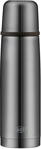 alfi ISOTHERM PERFECT AV 500 ml - Edelstahl Isolierflasche mit Trinkbecher - Thermobehälter, absolut dicht mit Automatikverschluss, hält Getränke 12 Stunden warm und ist BPA-frei. Ideal für nachhaltigen Genuss unterwegs.