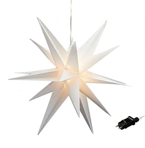 XXL Adventsstern zum Hängen für Außen - 100 cm - Küche, Haushalt & Wohnen - Wunderschöner Weihnachtsstern mit warm weißer Beleuchtung und praktischer Timer-Funktion für stimmungsvolle Adventsdekoration im Freien.