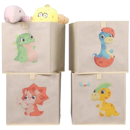 Navaris Aufbewahrungsbox Kinderzimmer 4er Set in beige von Navaris