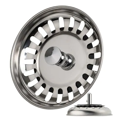 Spülbecken Siebkörbchen, 1 Pack, Ø 78 mm Siebkorb, in Edelstahl, Korb Zapfen ragt 20 mm tief in den Abfluss, Ø 7,8 mm Pin Stift, Ersatzteil für Küchenspülen, Küchenabflusssieb, Siebkorbventil Spüle