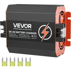 VEVOR 12V 40A DC/DC-Ladegerät - Batterieladegerät für Blei-Säure und Lithium-Batterien, 500W Leistung und robustes Aluminiumgehäuse, ideal für effizientes Laden unterwegs.