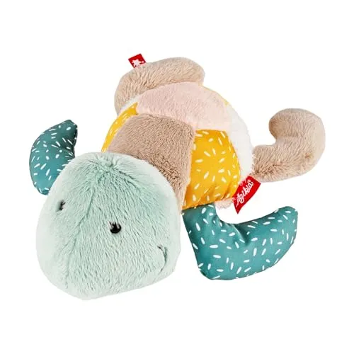 SIGIKID 43291 Schildkröte Patchwork - Kuscheltier für Babys - Spieluhr Schildkröte Patchwork: Kuschelweiches Schmusetier mit farbenfrohem Materialmix – Der perfekte Begleiter für Babys ab 3 Monaten zum Spielen, Schmusen und Einschlafen.