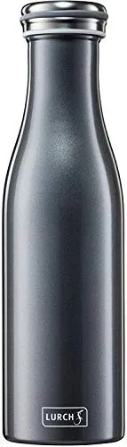 Lurch 240854 Isolierflasche/Thermoflasche für heiße und kalte Getränke aus doppelwandigem Edelstahl 0,5l, anthrazit-metallic