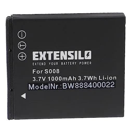 EXTENSILO 1x Akku kompatibel mit Panasonic Lumix DMC-FX500, DMC-FX55 Kamera (1000mAh, 3,7V, Li-Ion)