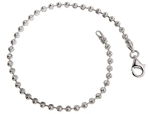 3mm Kugelkette Armband, geschliffen - echt 925 Silber, Länge 17cm
