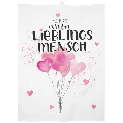 Gruss & CO Geschirrtuch Motiv Herzchen | Baumwolle, 60 cm x 45 cm, Farbiger Motivdruck | Geschenk, Küche, Kochen, Grillen | 47104