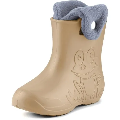 Ladeheid EVA Kinder Jungen Mädchen Gummistiefel Regenschuhe gefüttert Regenstiefel Gummischuhe LA-CA-04 Kamel, 26/27 EU