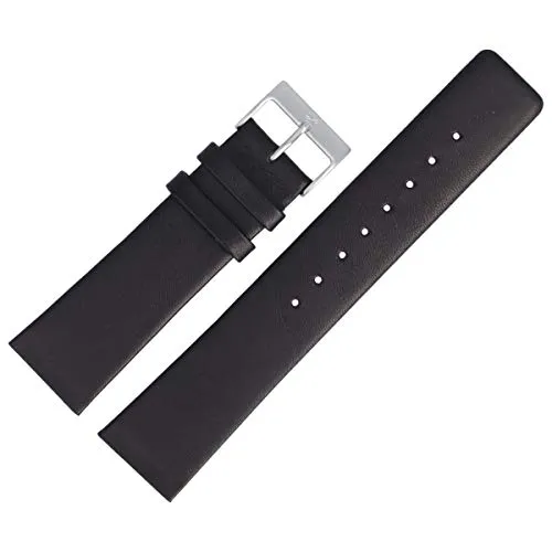 Skagen Uhrenarmband 22mm Leder Schwarz - 233XXLSLN - Ersatzarmband für Skagen Uhren, 22mm breit, aus hochwertigem schwarzem Leder mit silberfarbener Dornschließe – ideal für Herren, die Stil und Komfort schätzen.