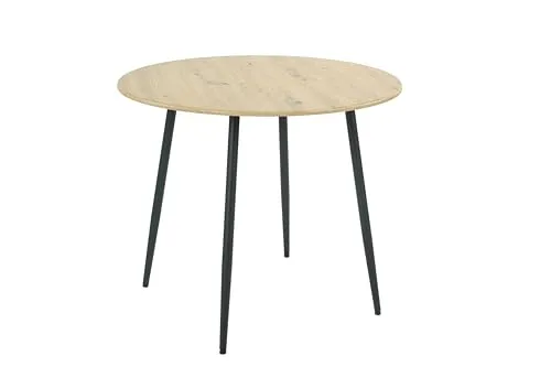 Hela Runder Esstisch Hagen – Holzdekor Artisan Eiche - Esstisch mit feststehender Tischplatte aus MDF in Artisan Eiche, stabilen Metallbeinen und einfachem Aufbau. Ideal für moderne Küchen und Essbereiche.