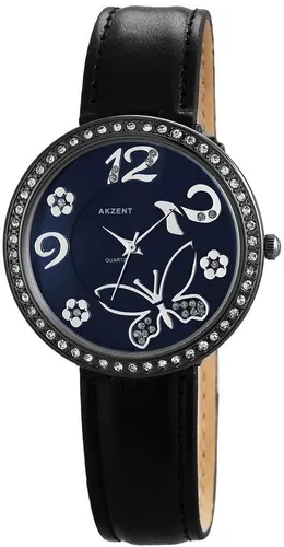 AKZENT Quarzuhr SS8073000012 Akzent Damenuhr mit Lederimitationsarmband