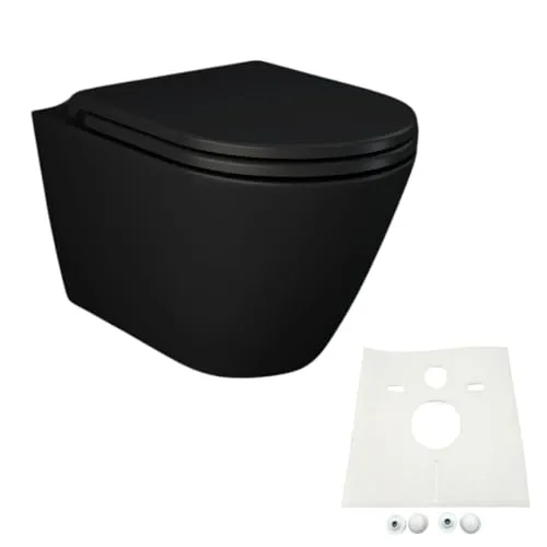 NERO Wand-Tiefspül-WC spülrandlos schwarz matt in schwarz von HGMBAD