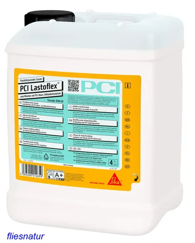 PCI Lastoflex Flexibilisierender Zusatz 4 kg - Kleber & Mörtel für Fußböden, sorgt für hohe Flexibilität und Risssicherheit, ideal für anspruchsvolle Bodenbeläge.
