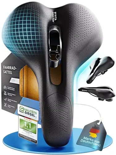 BYVITA Fahrradsattel - mit ErgoFoam+ I maximaler Fahrkomfort I ergonomischer Fahrrad Sattel für Damen & Herren I Fahrradsattel Herren bequem, Damen bequem weich (City)