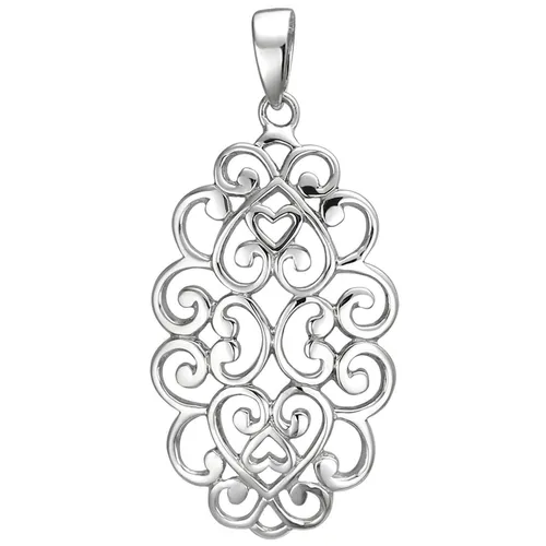 925 Silber Anhänger mit Herz-Ornament für Damen - Eleganter Anhänger aus 925 Sterling Silber, rhodiniert für zusätzlichen Glanz. Ideal für besondere Anlässe oder als zeitloses Schmuckstück im Alltag. Perfekt als Geschenk!