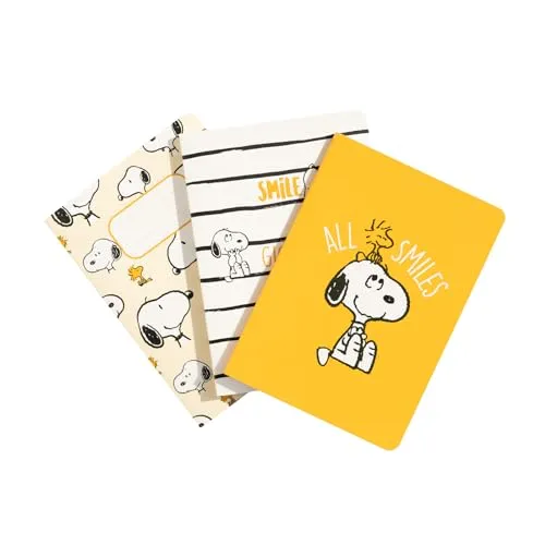 Grupo Erik 3er Pack Peanuts Snoopy Notizbücher A6 - Notizbuch klein A6-1 Notizbuch Liniert 1 Notizbuch Dotted 1 Notizbuch Blanko - Notizblock A6 Snoopy Merch