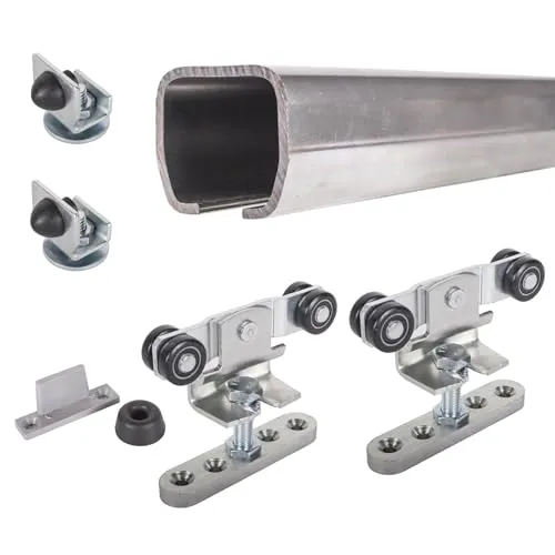 Schiebetür Beschlagset 200 cm, Laufkatze/laufwagen, Laufschiene, Stopper, Stahl Torbeschlag für hängende Schiebetüren von 1,0-1,2m Länge, Komplettset
