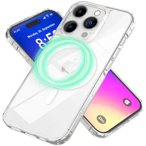 MagPower Magnet Hülle für iPhone 16 Pro, Klar Kratzfest Acryl Schutz Handyhülle