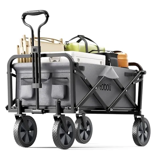 Toboli Bollerwagen faltbar mit Teleskopgriff grau - Bollerwagen für Einkauf und Ausflüge, faltbar und mit 100 kg Traglast, ideal für den Garten oder unterwegs.