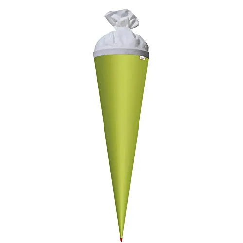 ROTH Bastelschultüte 70cm maigrün grün rund - Schultüte mit Stabiler Rot(h)-Spitze mit Filz-Verschluss