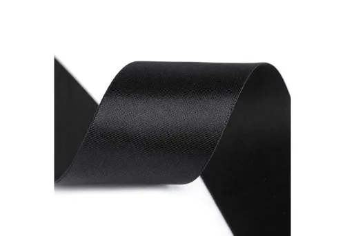 maDDma Satinband Glanz-Satin Gummiband 2m x 5cm Gummilitze 50mm, schwarz