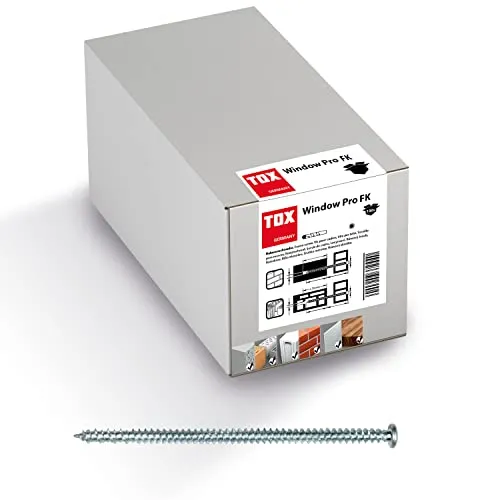TOX Fensterrahmenschraube Window Pro FK 7,5x92 mm - 100 Stk. - Gemischte Sortimente: Hochwertige Rahmenschraube aus einsatzgehärtetem Stahl, ideal für Fenster- und Türmontage ohne Dübel, mit selbstschneidendem Gewinde für einfache Anwendung.