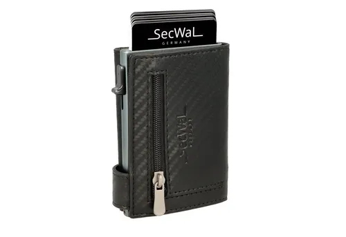 SecWal Kartenetui mit Münzfach - Slim Wallet aus Echtleder - Herren-Geldbörse mit RFID Schutz, separatem Münzfach und Easy-Slide Technologie für schnellen Kartenzugriff - Made in Germany aus hochwertigem Echtleder.