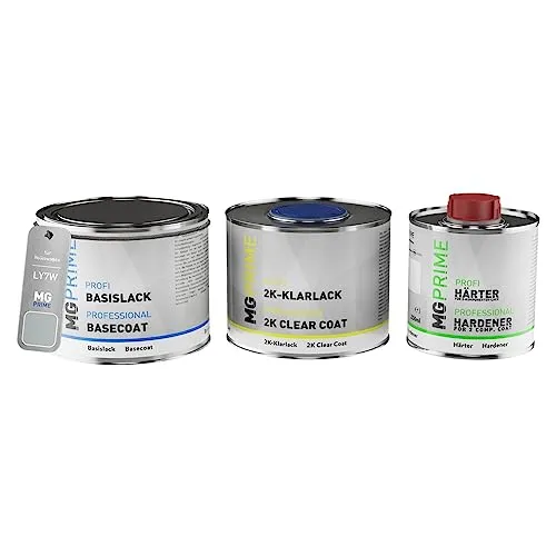 MG PRIME Autolack Set Dose spritzfertig für Volkswagen VW LY7W / Y7W / 5B Silbersee Metallic/Silver See Metallic Basislack + 2K Klarlack 1,25L