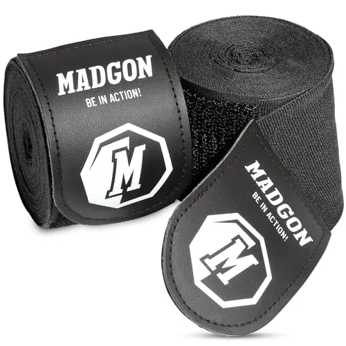 MADGON Boxbandagen mit Daumenschlaufe & starkem Klett | Box Bandage in 3 m / 3,8 m / 4,5 m – ideal für Boxen, MMA, Kickboxen, Training & Sparring | 2er Set